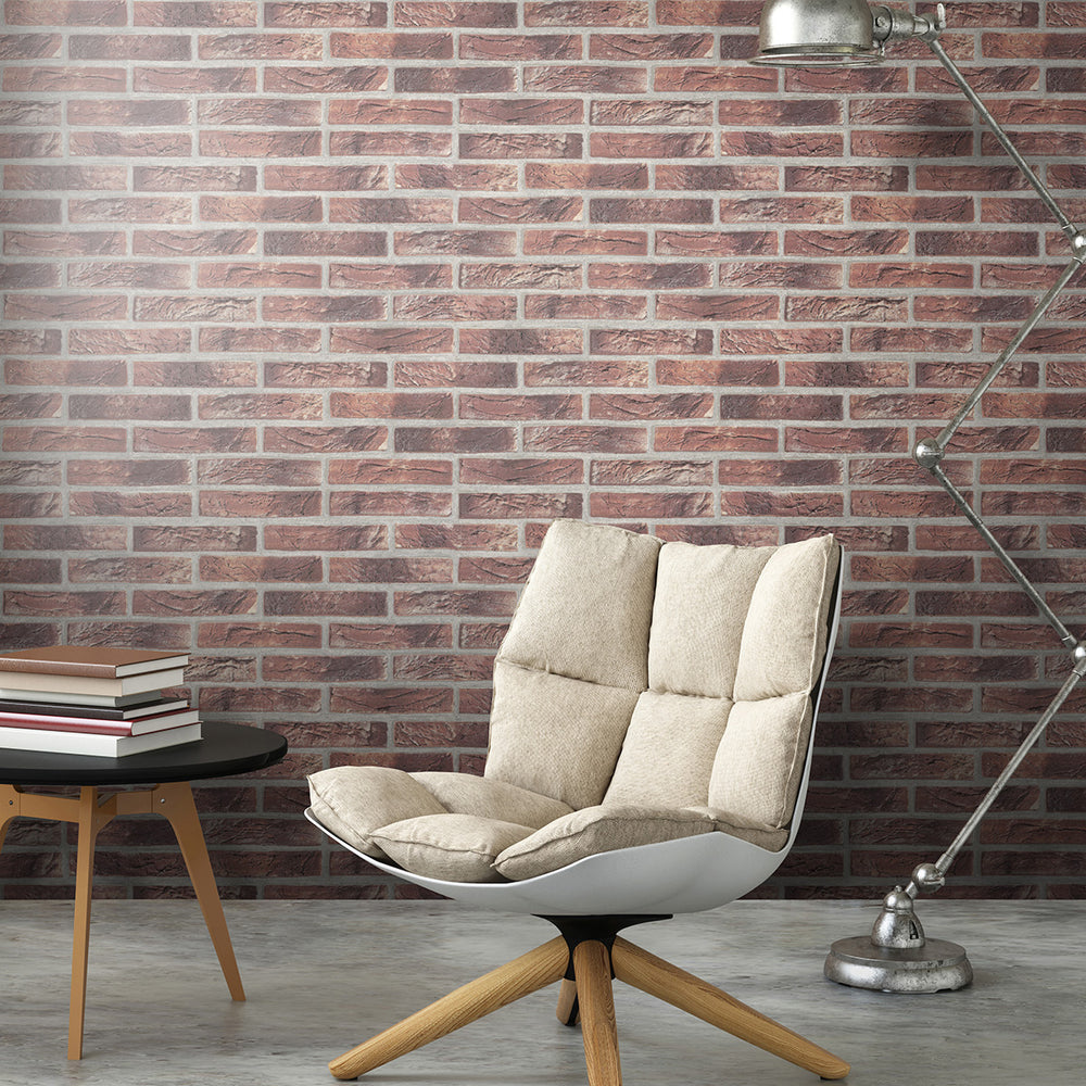 Тапет Червени  Тухли Сиво за Хол Спалня Коридор 0.53х10.05м Лято (Новости)