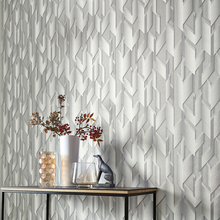 Тапет Фешън 4Уолс 2 сини 3D фигури крем