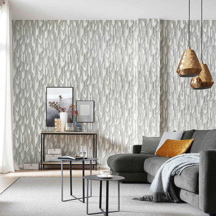 Тапет Фешън 4Уолс 2 сини 3D фигури крем