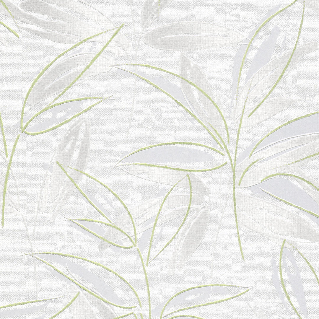 Винилов релефен Тапет Зелени Клонки Бяло за Спалня Хол Кухня 0.53х10.05м Лято