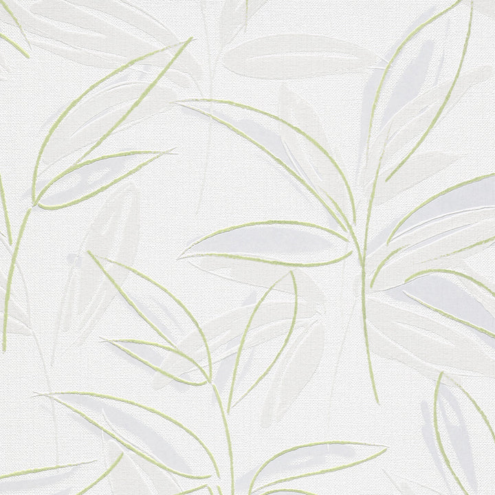 Винилов релефен Тапет Зелени Клонки Бяло за Спалня Хол Кухня 0.53х10.05м Лято