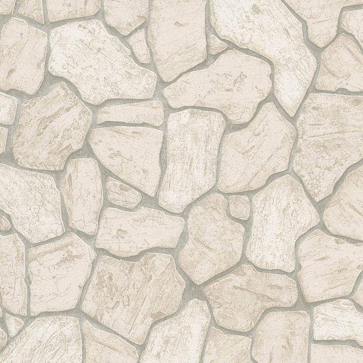 Винилов високоустойчив Тапет Каменни плочи Беж за Хол Спалня Кухня 0.53х10.05м Лято