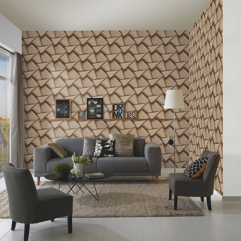 Тапет Спотлайт 2 3D плетеница златно