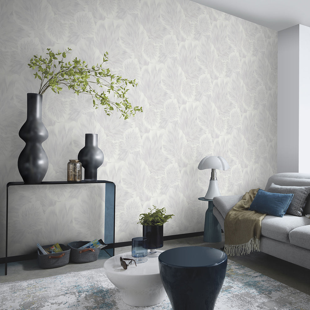 Тапет Спотлайт 2 големи листа бяло сиво