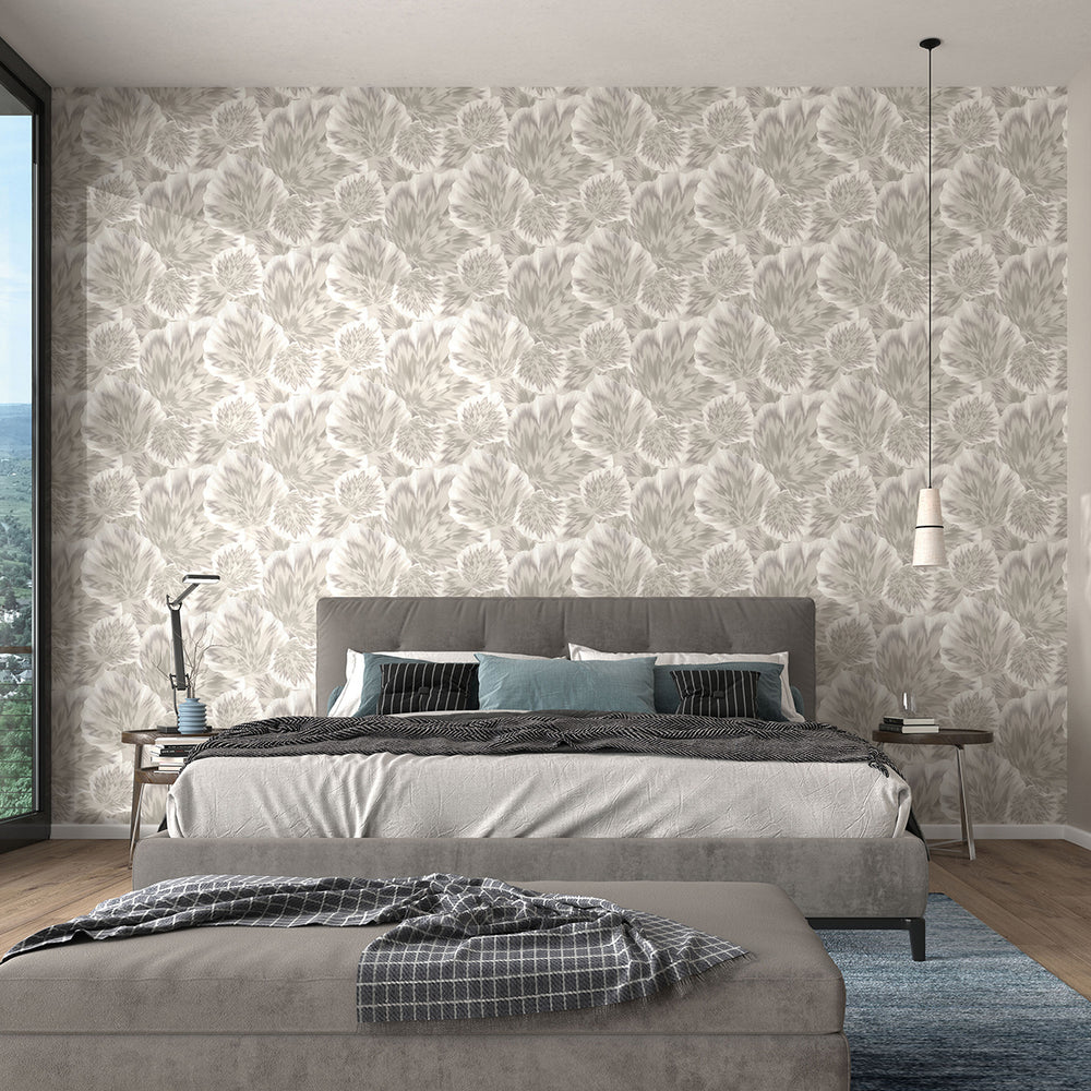 Тапет Спотлайт 2 големи листа бежово сиво