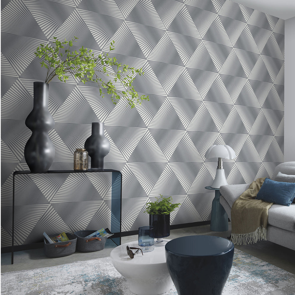 Тапет Спотлайт 2 3D геометрия сиво