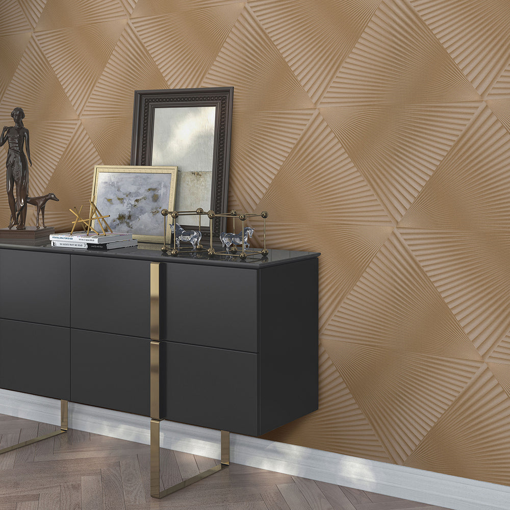 Тапет Спотлайт 2 3D геометрия златно