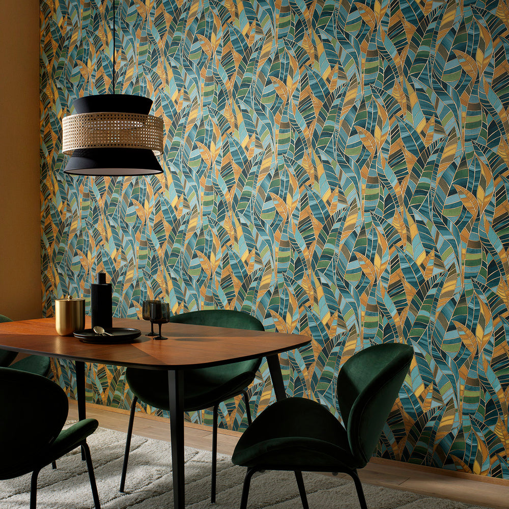 Поръчков Тапет Elle 4 Листа витраж Зелено