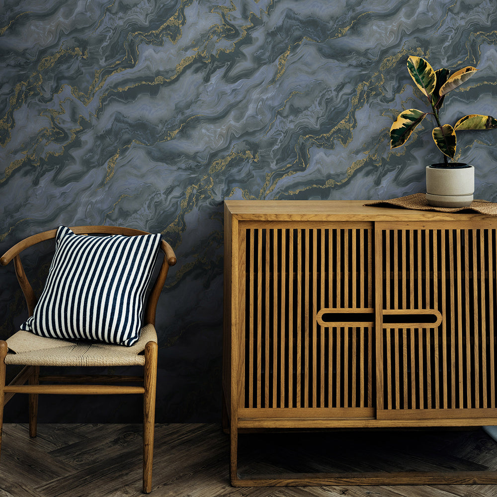 Поръчков Тапет Elle 4 Мрамор Синьо