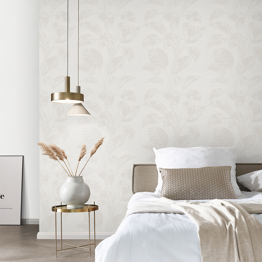 Релефен Винилен Тапет Опус Големи Листа Кремаво