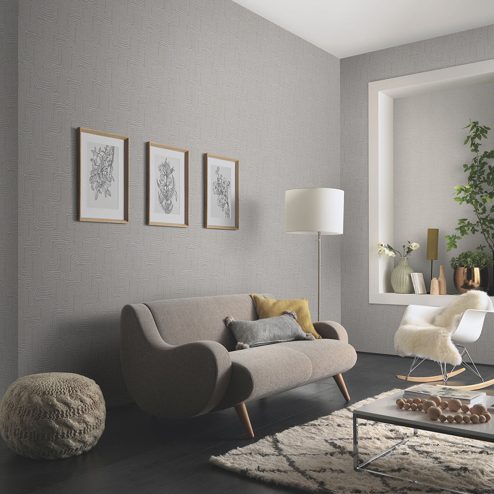 Релефен Винилен Тапет Опус Лабиринт Сиво таупе