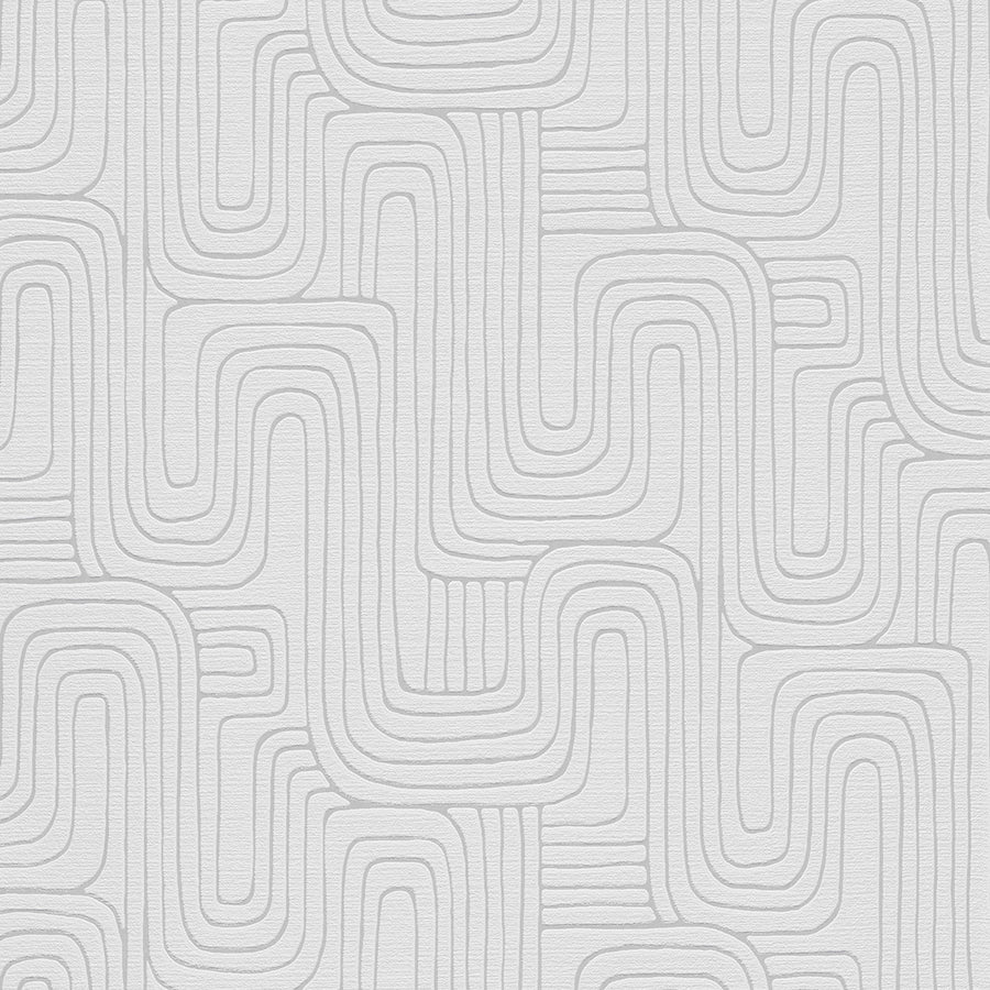 Релефен Винилен Тапет Опус Лабиринт Бяло сиво