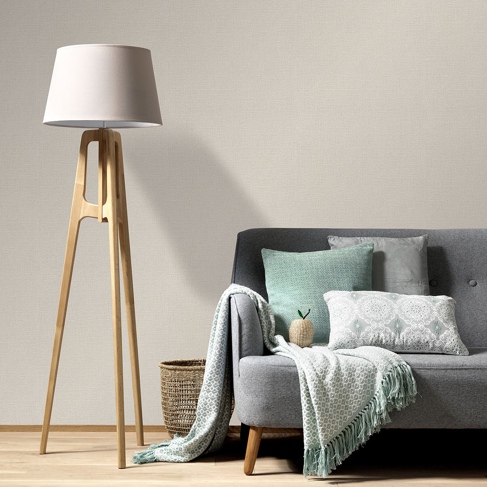 Релефен Винилен Тапет Опус Едноцветен Бежово плат с текстилен ефект