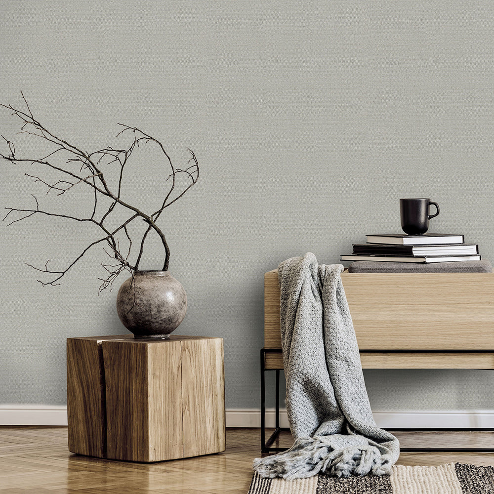 Релефен Винилен Тапет Опус Едноцветен Сиво кафяво плат с текстилен ефект