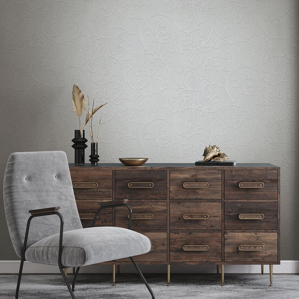 Релефен Винилен Тапет Опус Орнаменти Сиво