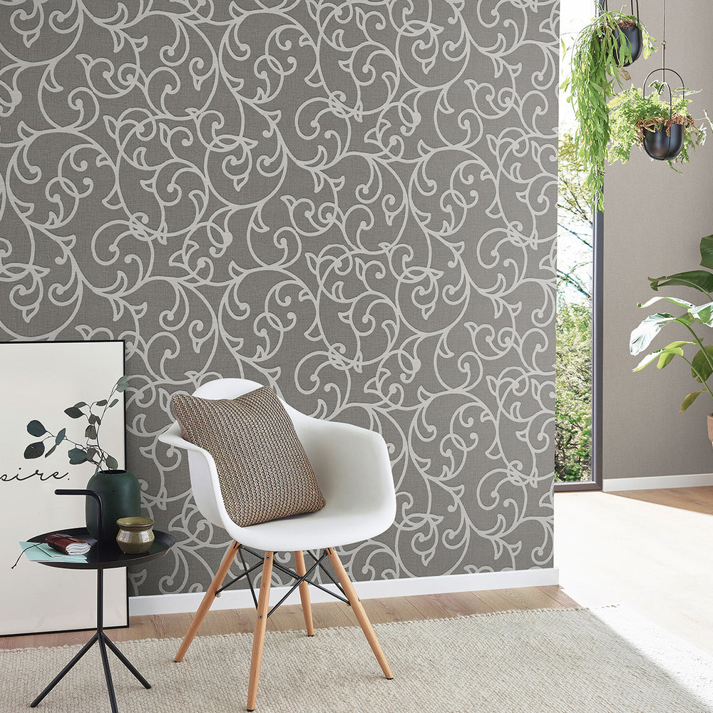 Релефен Винилен Тапет Опус Орнаменти Кафяво