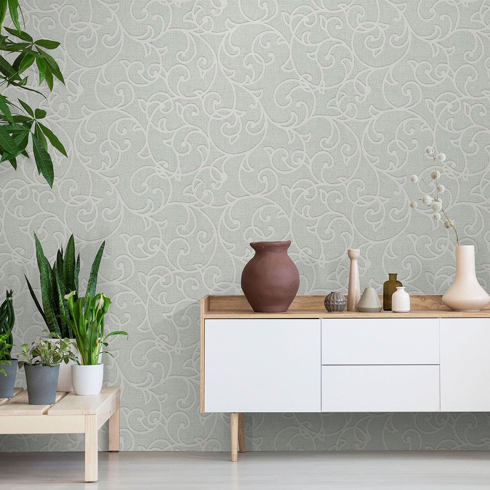 Релефен Винилен Тапет Опус Орнаменти Зелено