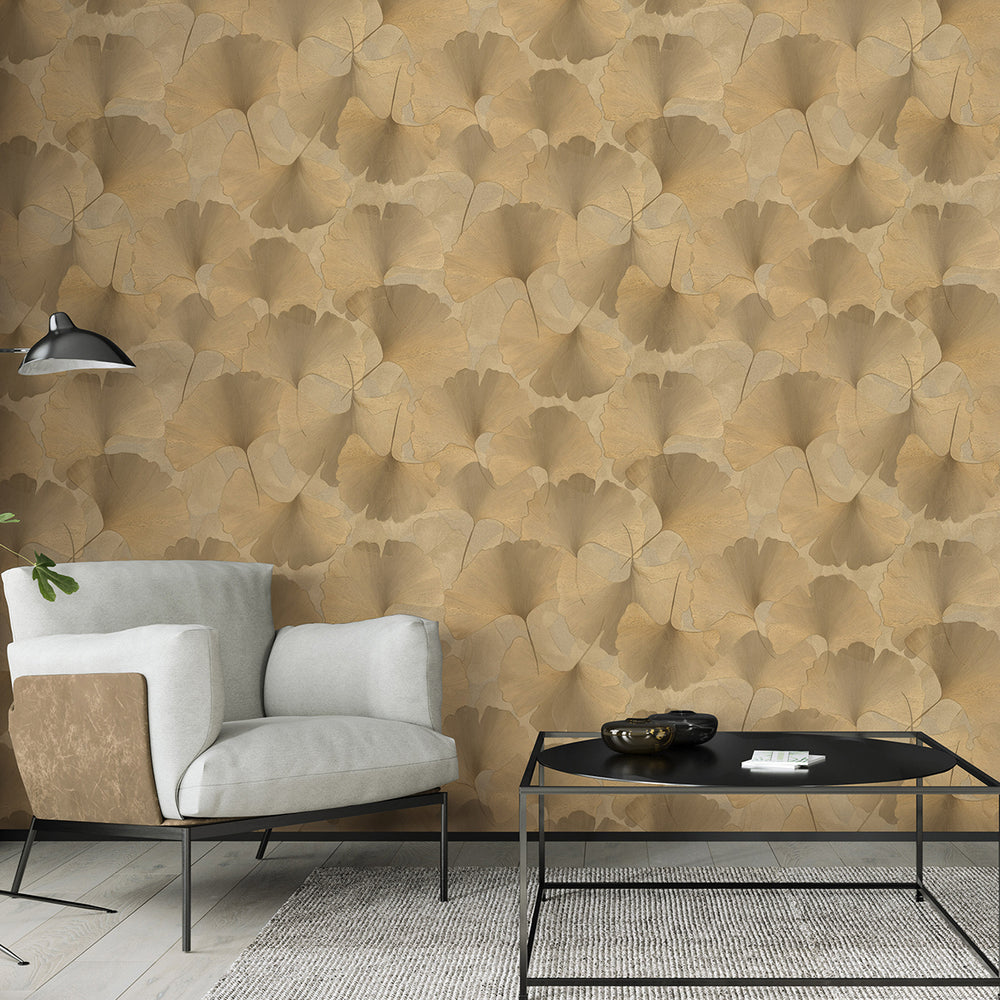 Тапет Листа гинко Златно Елизиум