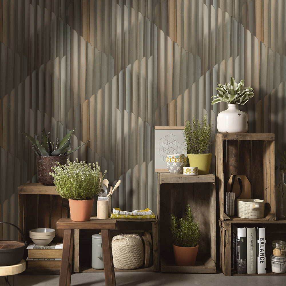 Тапет Драперия Кафяво златно Елизиум