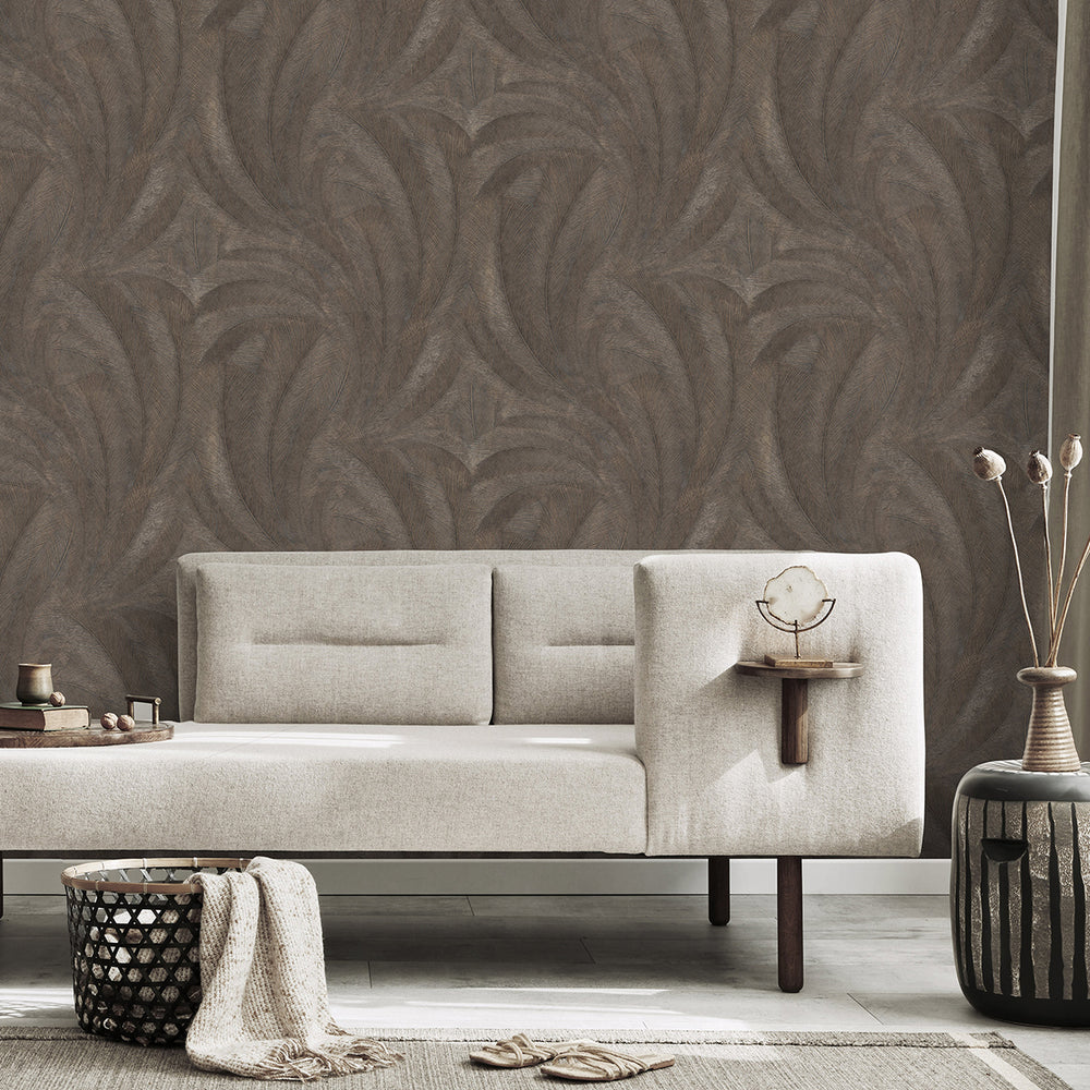 Тапет Пера Черно кафяво Елизиум