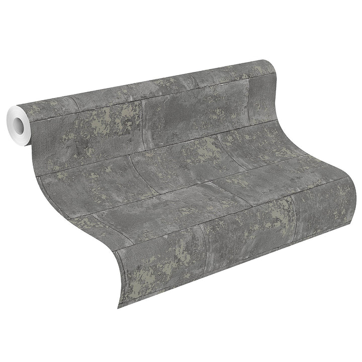 Wallpaper Bricks & Wood Panels Anthracite