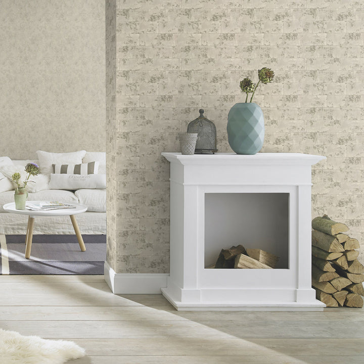 Wallpaper Bricks & Wood Panels beige