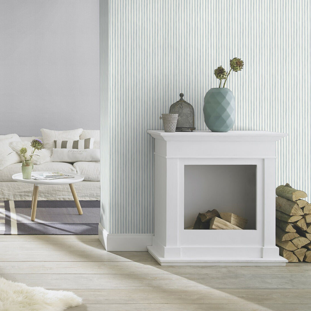 Children's Fleece Wallpaper Blue Watercolor Stripe White Stripe for Children's Room Corridor Inspiration