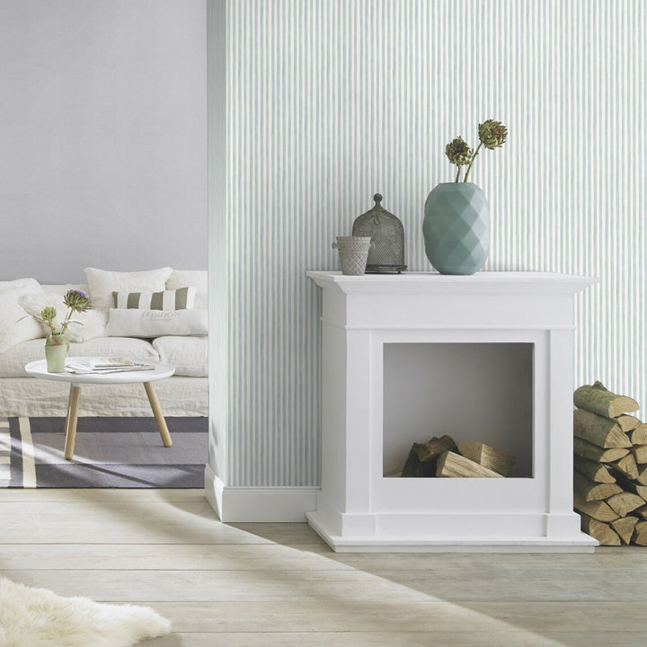 Children's Fleece Wallpaper Blue Watercolor Stripe White Stripe for Children's Room Corridor Inspiration