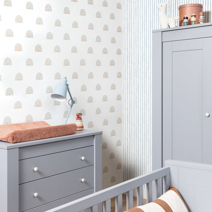 Children's Fleece Wallpaper Blue Watercolor Stripe White Stripe for Children's Room Corridor Inspiration