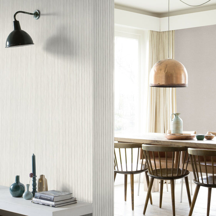 Children's Fleece Wallpaper Gray Watercolor Stripe White Stripe for Kids Room Corridor Inspiration