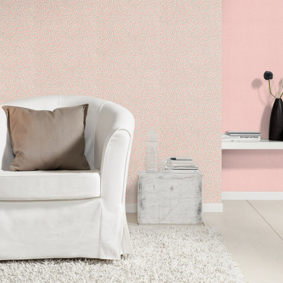 Children's Fleece Wallpaper Pink Small Flowers White Flowers for Children's Room Inspiration