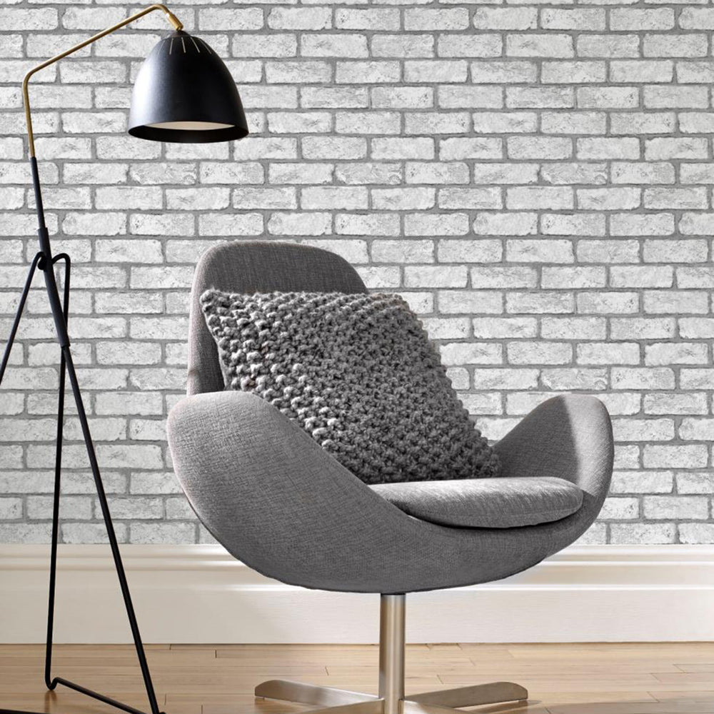 Хартиен двупластов Тапет Тухли Сиво за Кухня Хол Коридор 0.53х10.05 м Настроение (Оцвети дома си!)