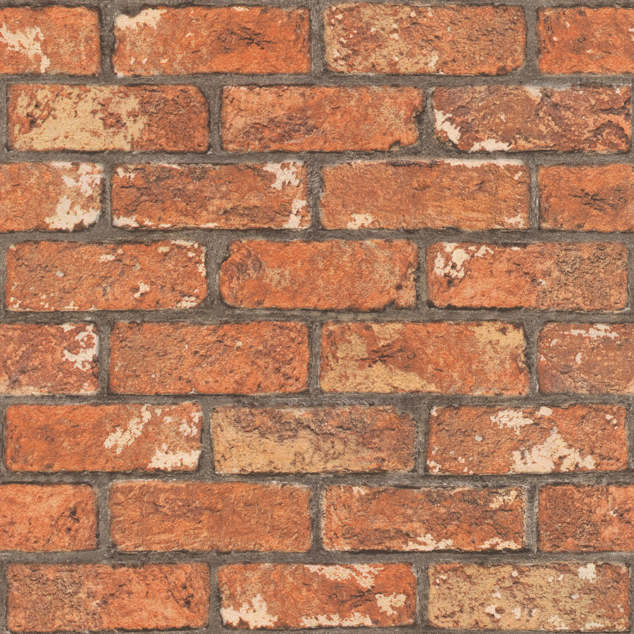 Хартиен двупластов Тапет Тухли Оранжево за Кухня Хол Коридор 0.53х10.05 м Настроение (Оцвети дома си!)