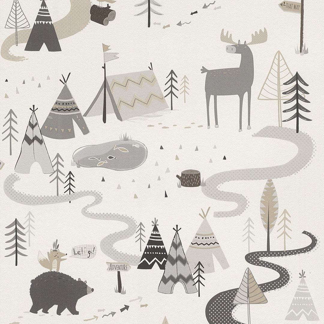 Wallpaper Kids&Teens 3 tents gray (Kids&Teens 2)