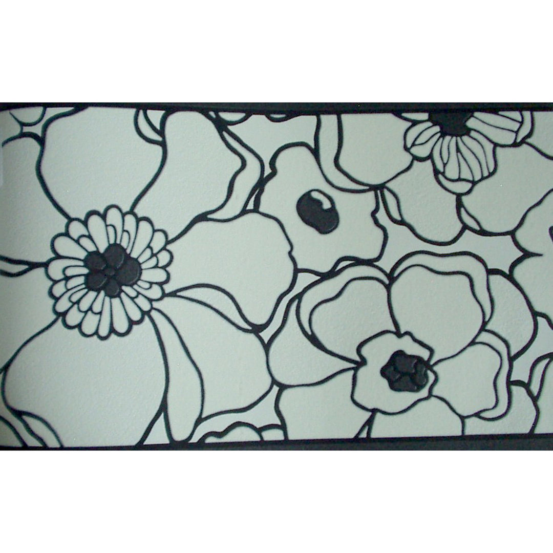 Flip Flop frieze 5m. white black flowers
