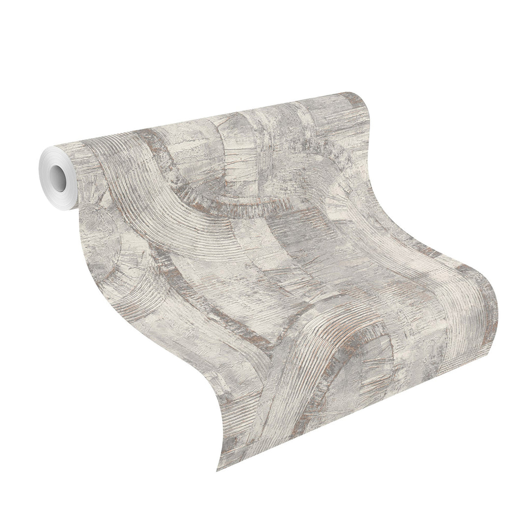 Vinyl High-Resistance Wallpaper Abstract Circles Grey-Copper Vintage for Living Room Bedroom Inspiration