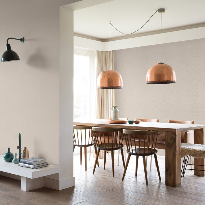 Vinyl embossed Wallpaper Arches textile Beige for Bedroom Living Room Corridor 0.53x10.05 m Mood