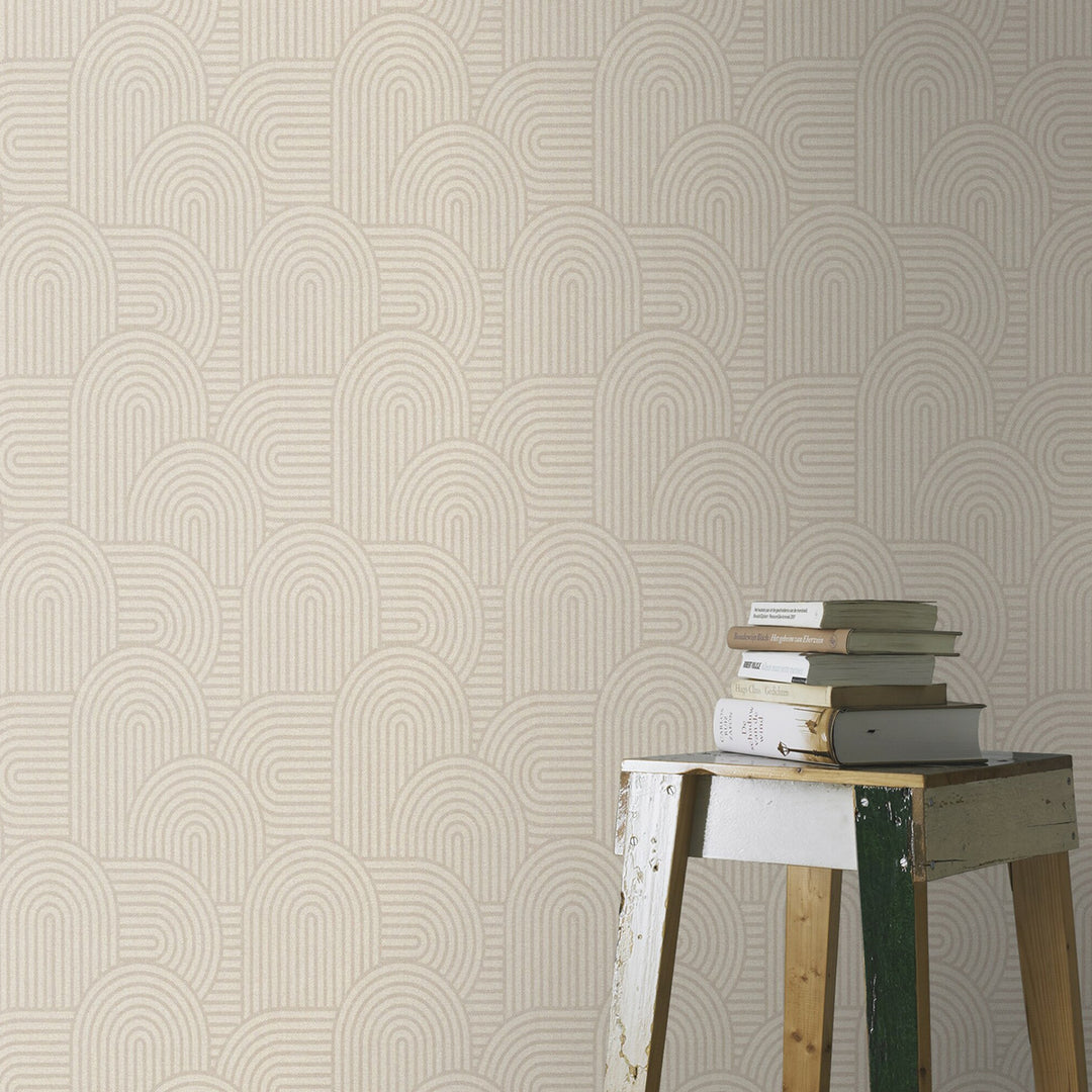Vinyl embossed Wallpaper Arches textile Beige for Bedroom Living Room Corridor 0.53x10.05 m Mood