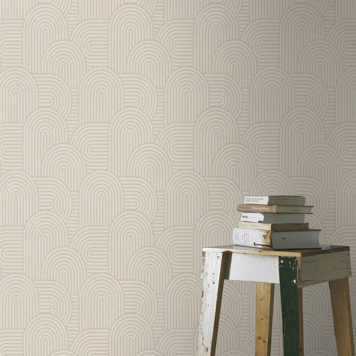 Vinyl embossed Wallpaper Arches textile Beige for Bedroom Living Room Corridor 0.53x10.05 m Mood