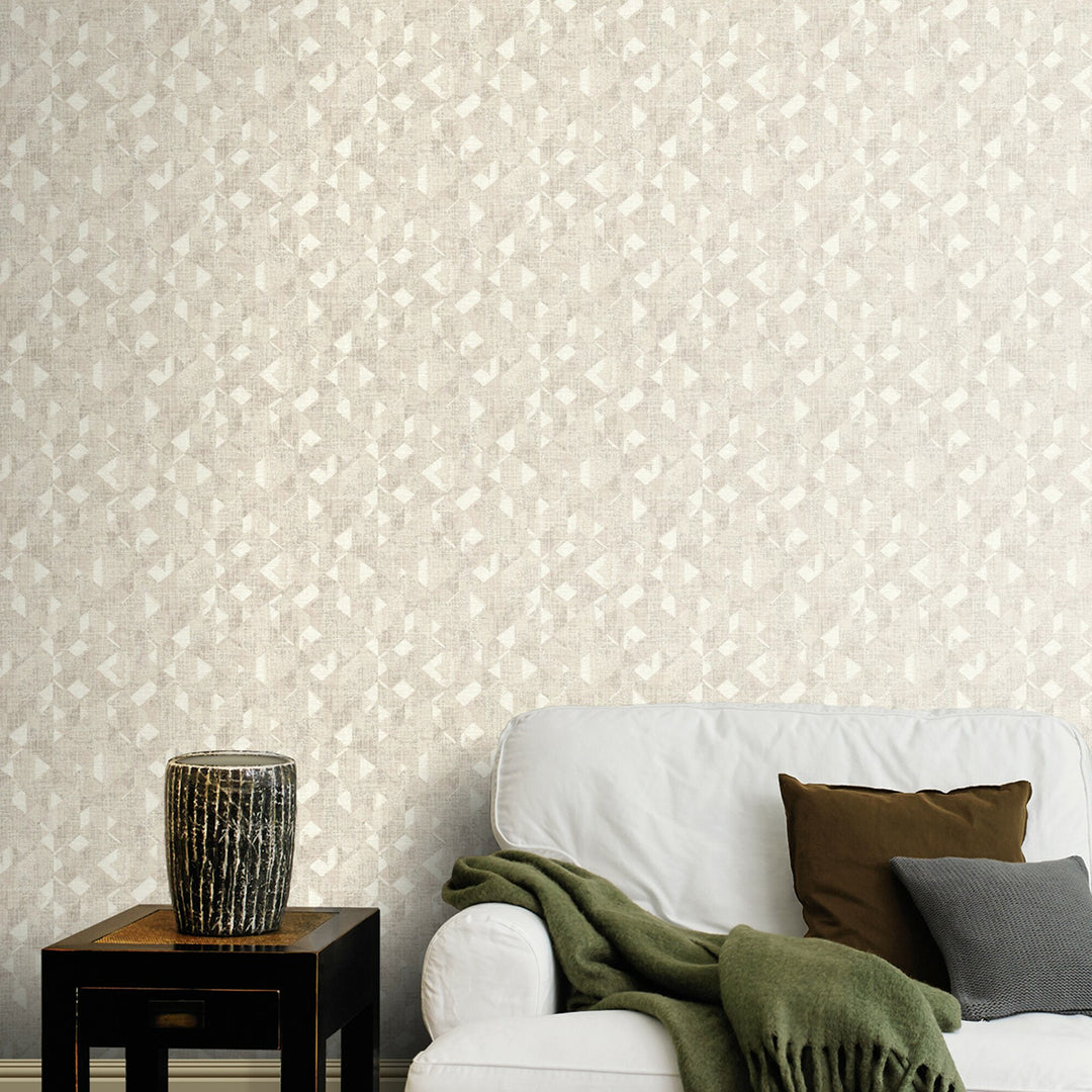 Vinyl Embossed Wallpaper Cream Geometry Beige for Bedroom Living Room Corridor 0.53x10.05 m Mood