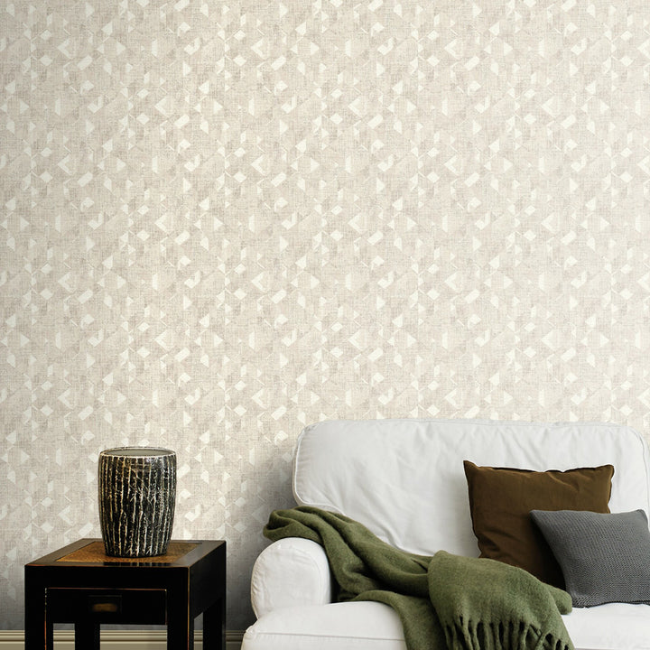 Vinyl Embossed Wallpaper Cream Geometry Beige for Bedroom Living Room Corridor 0.53x10.05 m Mood