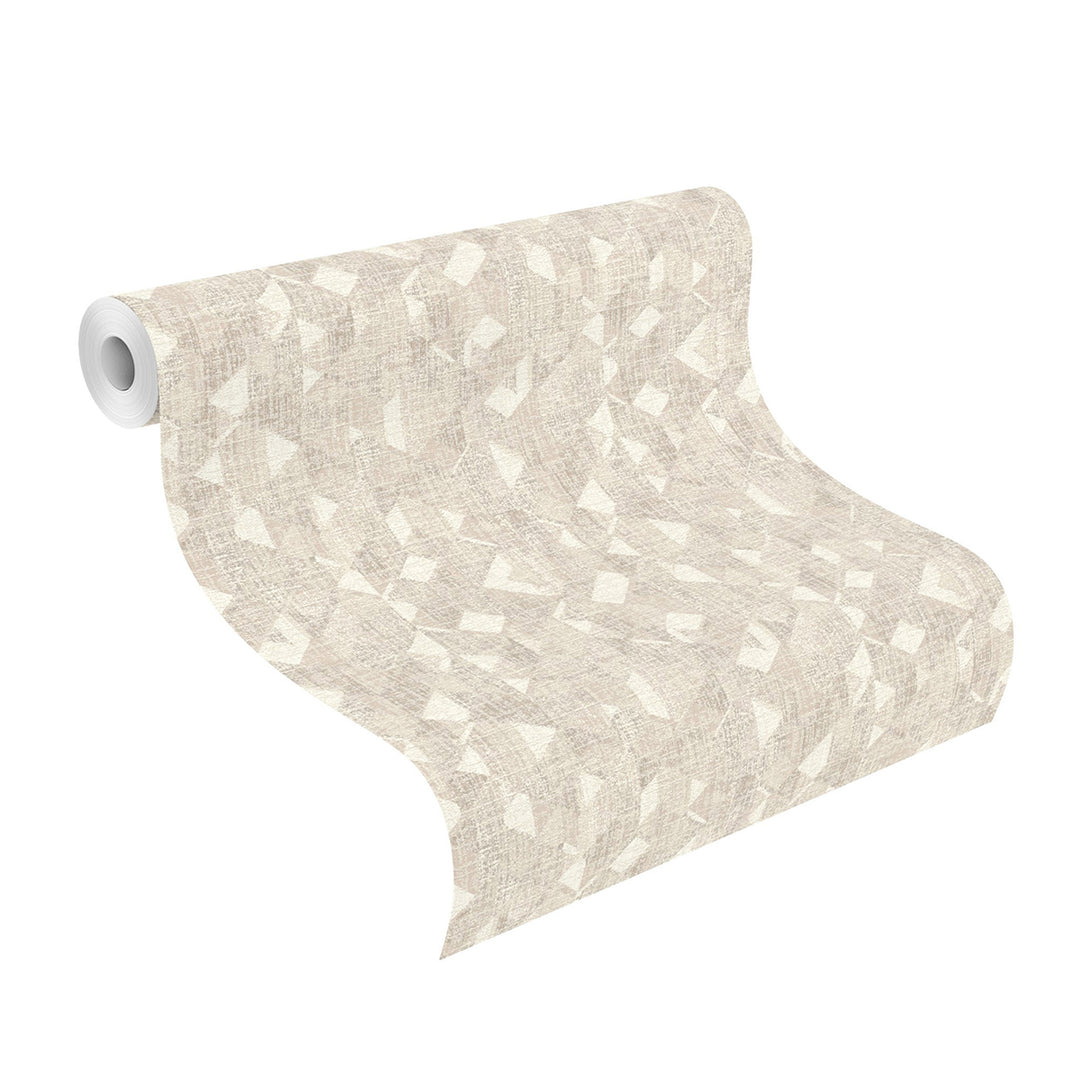 Vinyl Embossed Wallpaper Cream Geometry Beige for Bedroom Living Room Corridor 0.53x10.05 m Mood