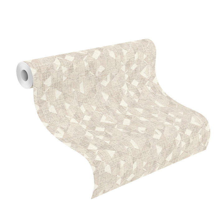 Vinyl Embossed Wallpaper Cream Geometry Beige for Bedroom Living Room Corridor 0.53x10.05 m Mood