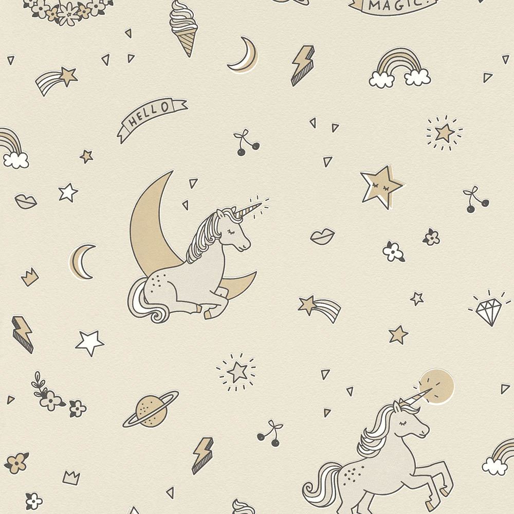 Тапет Кидс&Тийнс 3 еднорози беж