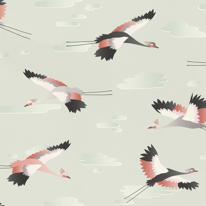 Wallpaper Kids&Teens 3 storks pale green