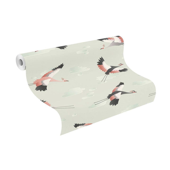 Wallpaper Kids&Teens 3 storks pale green
