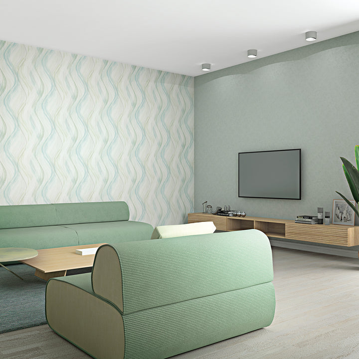 Тапет Зелени Спирали Крем акварел за Спалня Хол Кухня 0.53х10.05м Шейдс