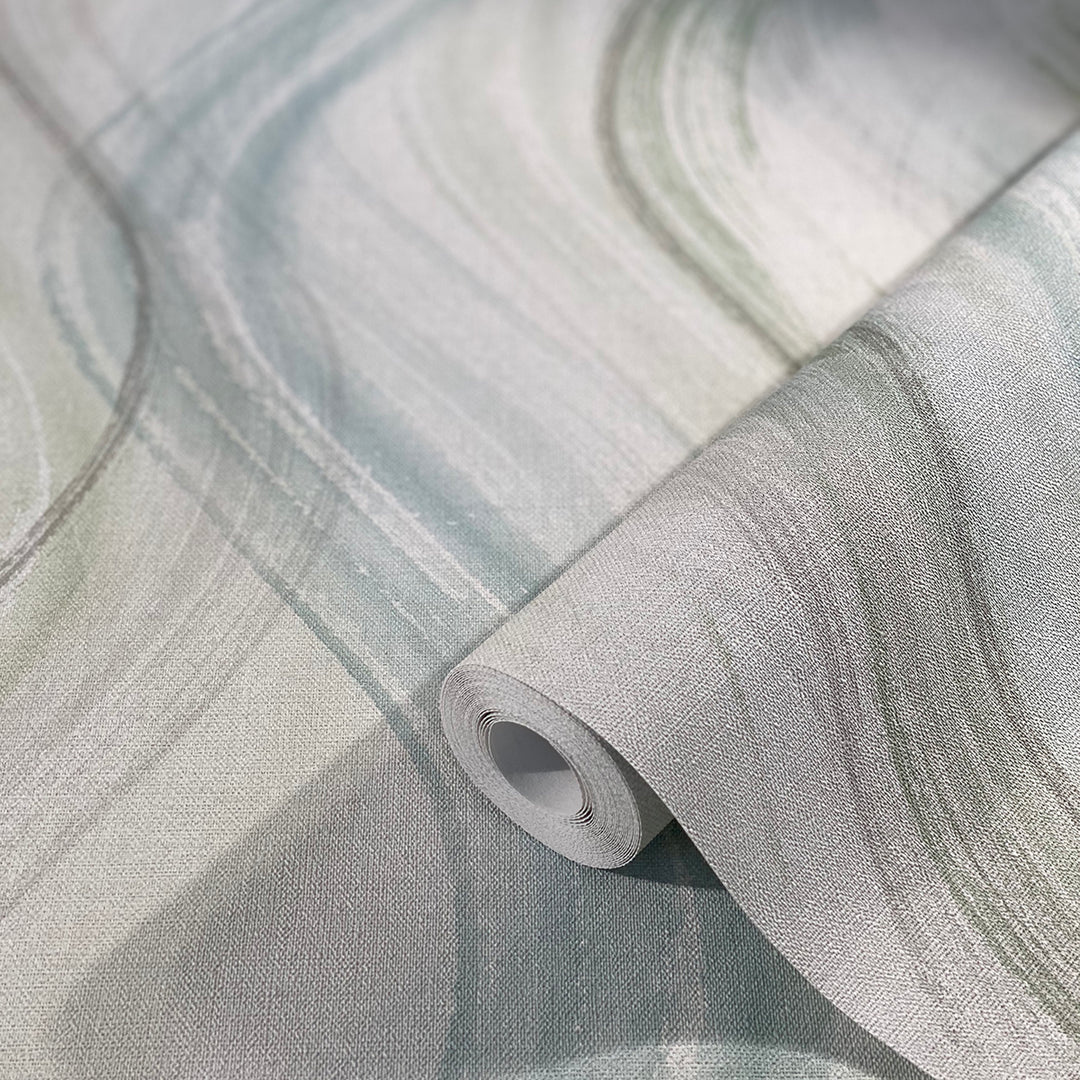 Тапет Зелени Спирали Крем акварел за Спалня Хол Кухня 0.53х10.05м Шейдс