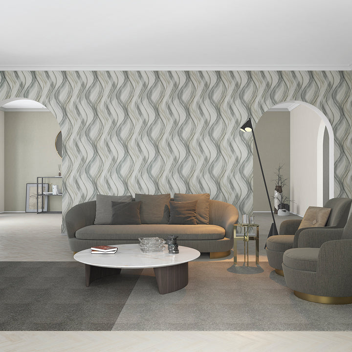 Тапет Сиви Спирали Беж акварел за Спалня Хол Кухня 0.53х10.05м Шейдс