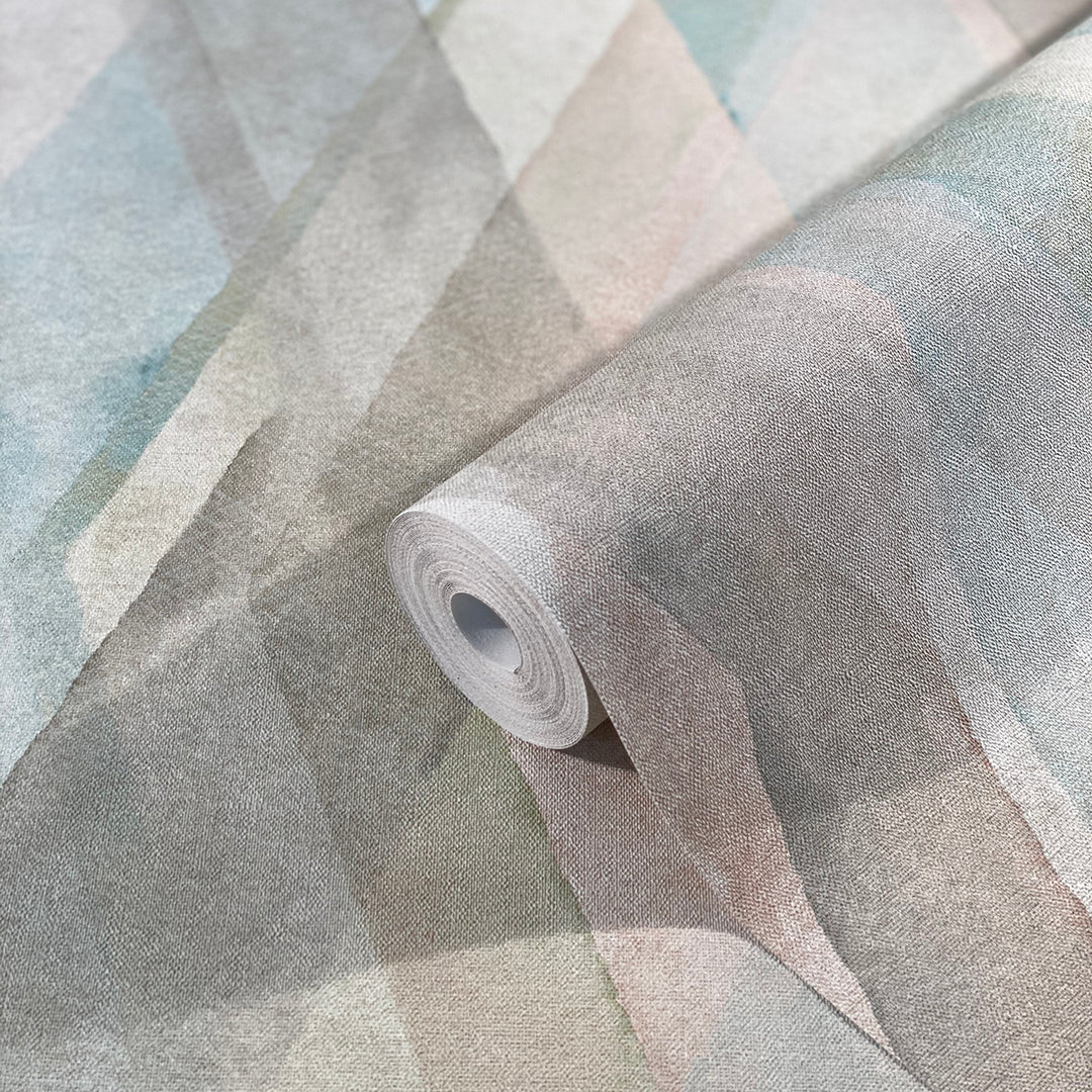 Тапет Зелен Зигзаг Розово акварел за Спалня Хол Кухня 0.53х10.05м Шейдс